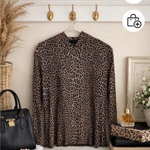 Trendy vintage Leopard Print Long Sleeve Top sz large